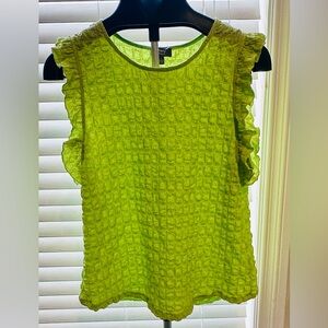 Ninety Lime Textured Ruffle Sleeve Blouse